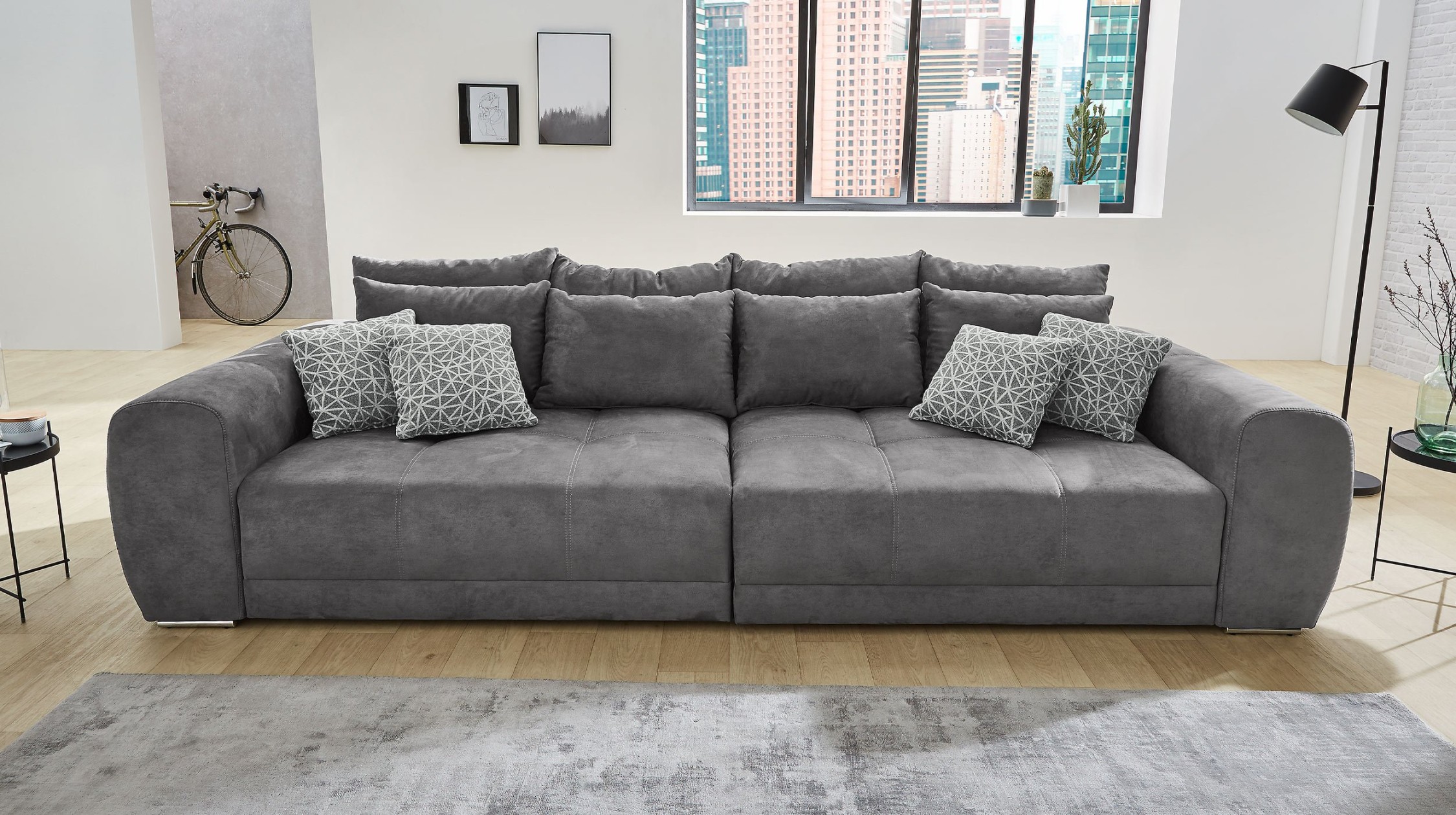 Big Sofa mit Federkern grau  cm - MOLDAU