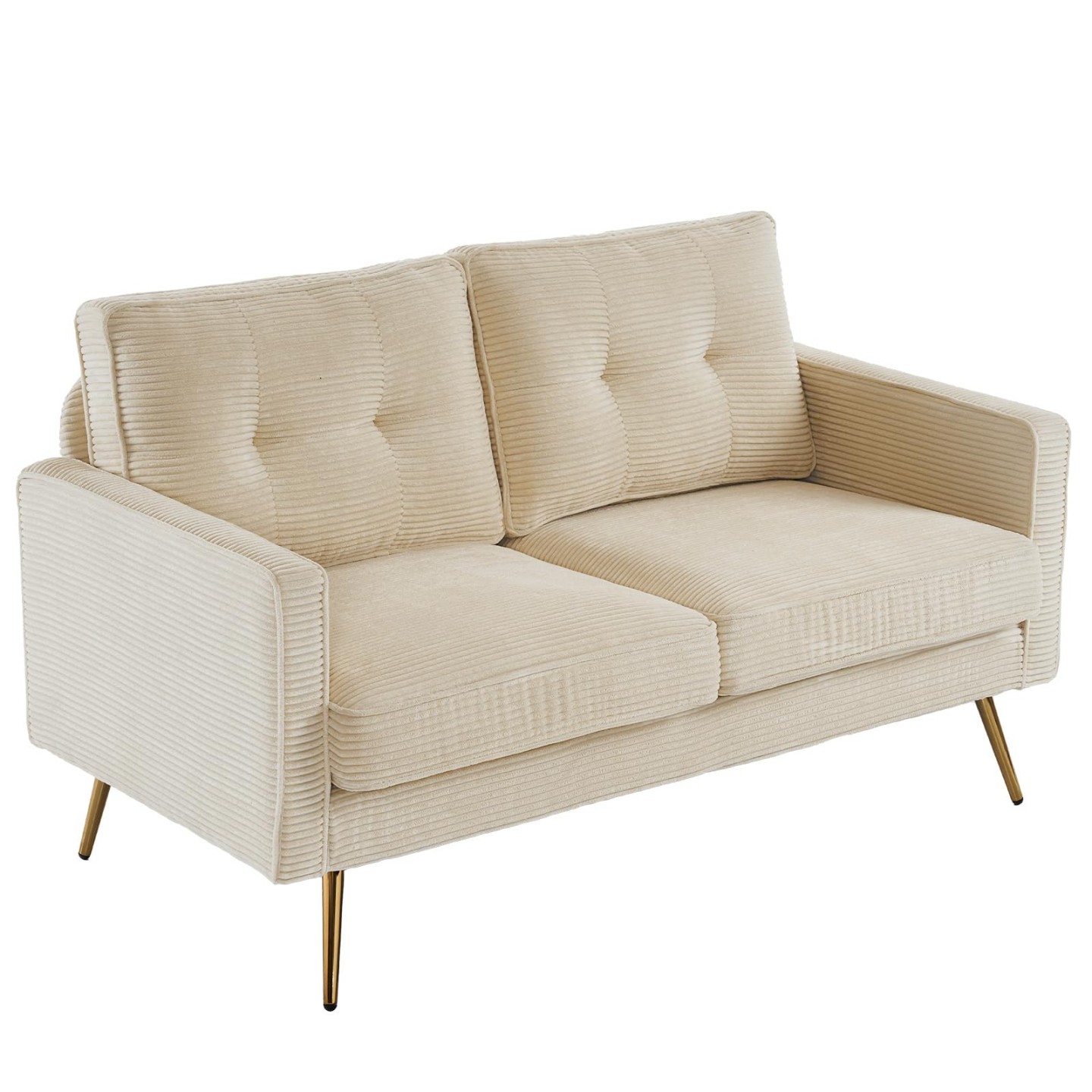 VINGLI " Modern Beige Loveseat,Small Corduroy Sofa Couch Deep Seat for  Living Room,-Seater Loveseat Sofa for Bedroom,Apartment,Office,Dorm,Small